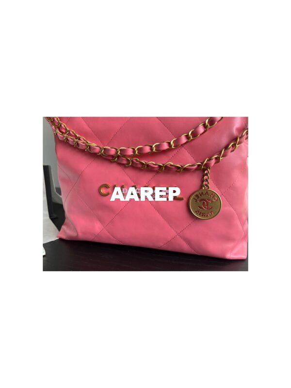 Replica Chanel 22 Handbag Shiny Calfskin AS3260 AS3261 Pink 13