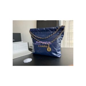 Replica Chanel 22 Handbag Shiny Calfskin AS3260 AS3261 Navy Blue 2