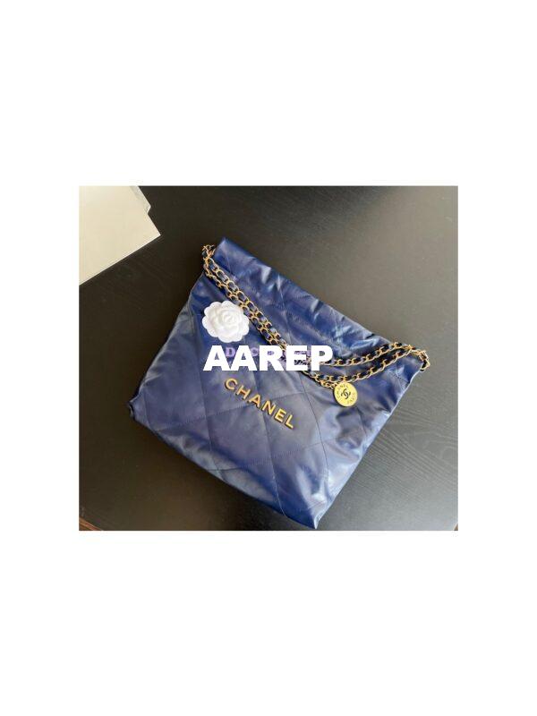 Replica Chanel 22 Handbag Shiny Calfskin AS3260 AS3261 Navy Blue 5