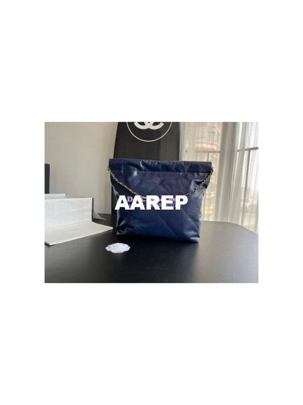 Replica Chanel 22 Handbag Shiny Calfskin AS3260 AS3261 Navy Blue 10