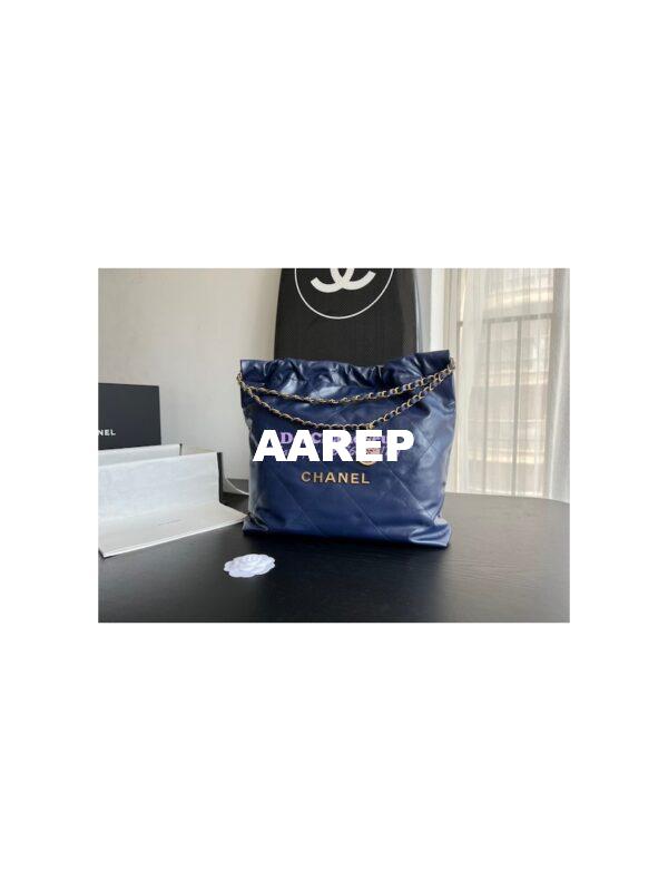 Replica Chanel 22 Handbag Shiny Calfskin AS3260 AS3261 Navy Blue 12
