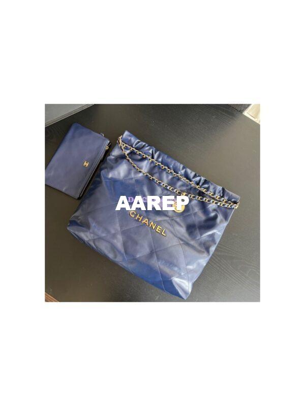 Replica Chanel 22 Handbag Shiny Calfskin AS3260 AS3261 Navy Blue 14