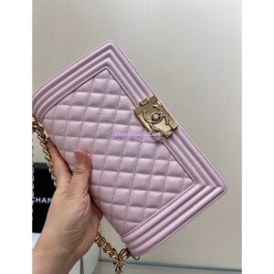 Replica Chanel Boy Handbag in Grained Calfskin with Shining Gold Hardware 67086 Sakura Pink 2