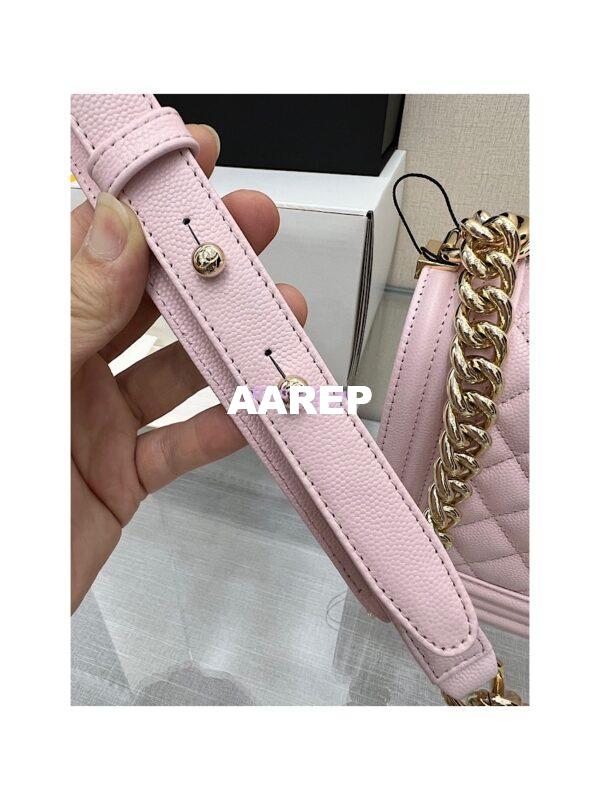 Replica Chanel Boy Handbag in Grained Calfskin with Shining Gold Hardware 67086 Sakura Pink 9