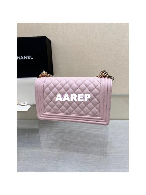 Replica Chanel Boy Handbag in Grained Calfskin with Shining Gold Hardware 67086 Sakura Pink 11