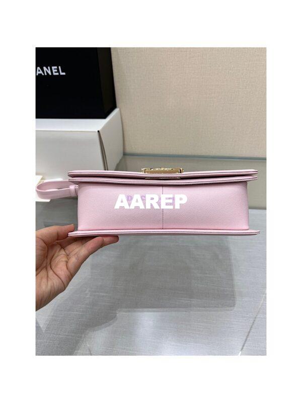 Replica Chanel Boy Handbag in Grained Calfskin with Shining Gold Hardware 67086 Sakura Pink 12