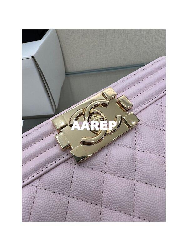 Replica Chanel Boy Handbag in Grained Calfskin with Shining Gold Hardware 67086 Sakura Pink 16