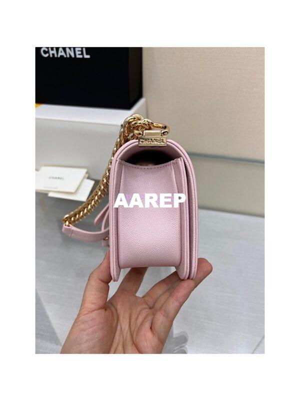 Replica Chanel Boy Handbag in Grained Calfskin with Shining Gold Hardware 67086 Sakura Pink 17