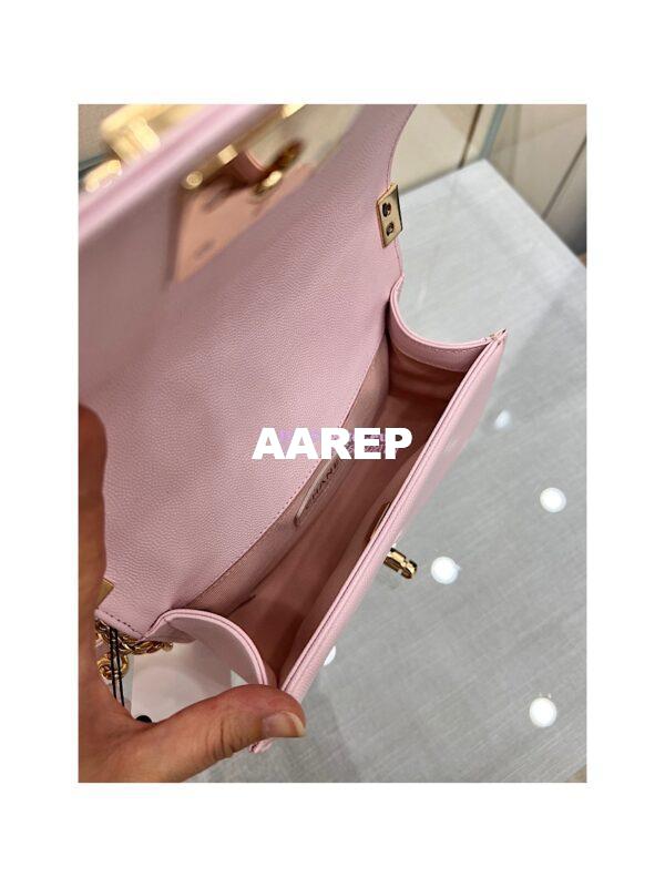 Replica Chanel Boy Handbag in Grained Calfskin with Shining Gold Hardware 67086 Sakura Pink 19