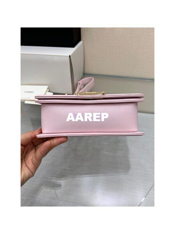 Replica Chanel Boy Handbag in Grained Calfskin with Shining Gold Hardware 67086 Sakura Pink 21