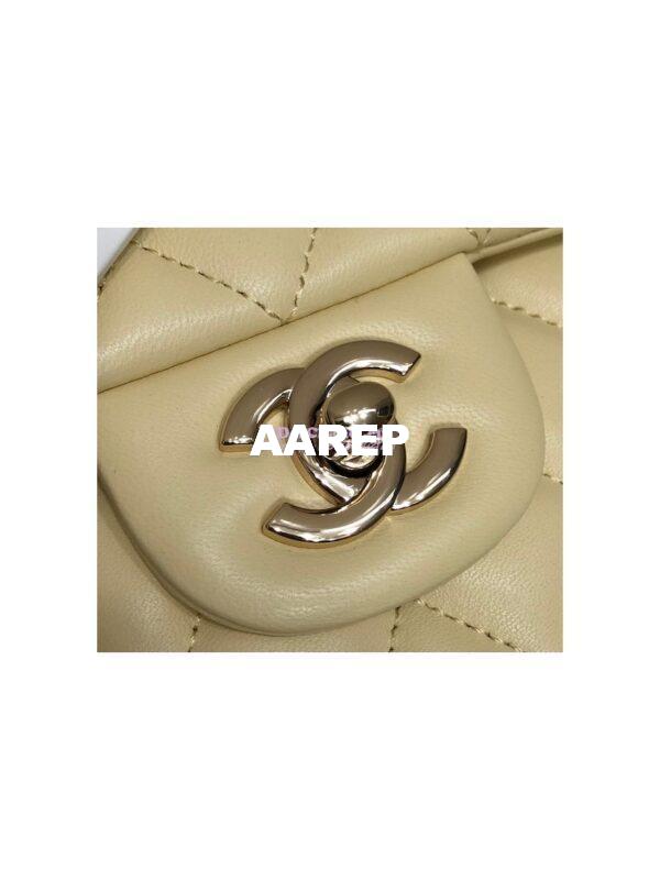 Replica Chanel Medium Classic Double Flap Bag Quilted Lambskin Light Gold Hardware Yellow 8