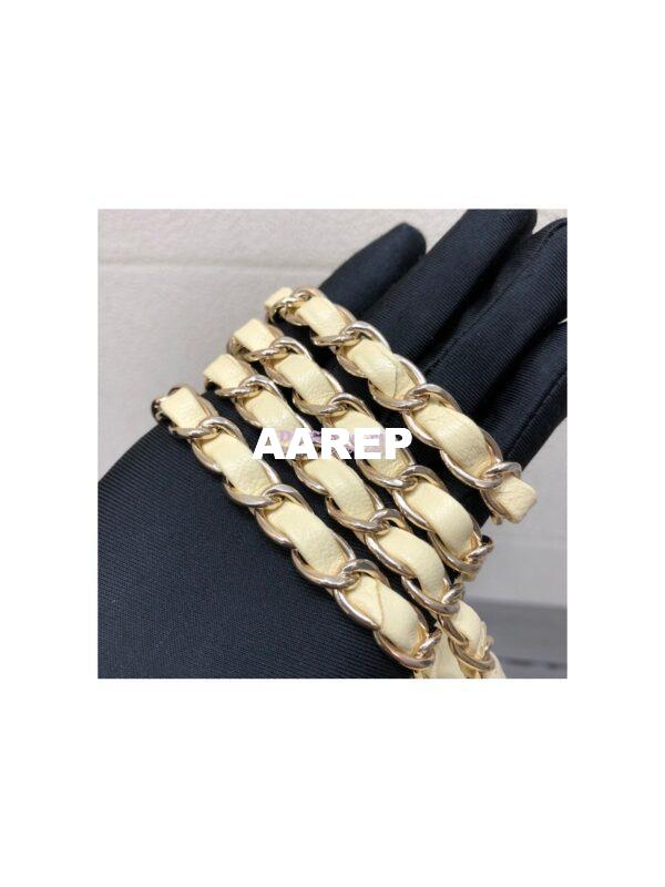Replica Chanel Medium Classic Double Flap Bag Quilted Lambskin Light Gold Hardware Yellow 14