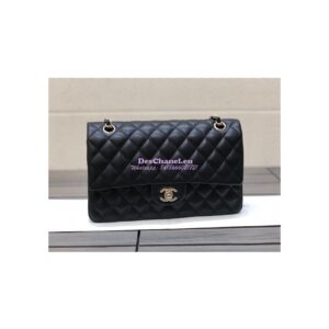 Replica Chanel Medium Classic Double Flap Bag Quilted Lambskin Light Gold Hardware Black