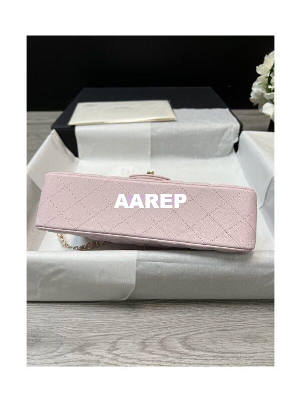 Replica Chanel Medium CF Classic Double Flap Bag Quilted Grainy Calfskin Light Gold Hardware Light Pink 14