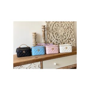 Replica Chanel Grained Calfskin Vanity with Chain AP2805 Sky Blue