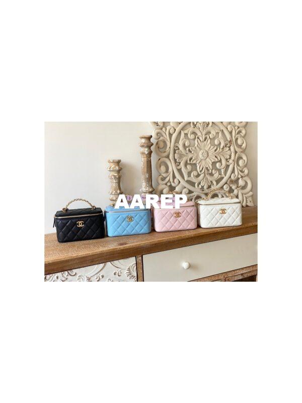 Replica Chanel Grained Calfskin Vanity with Chain AP2805 Sky Blue 3