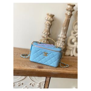 Replica Chanel Grained Calfskin Vanity with Chain AP2805 Sky Blue 2