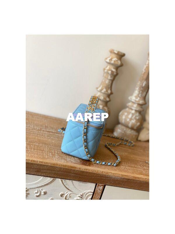 Replica Chanel Grained Calfskin Vanity with Chain AP2805 Sky Blue 6