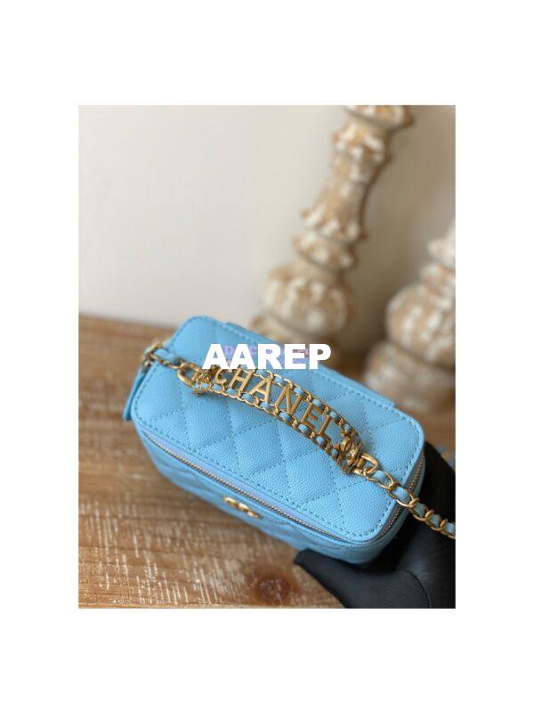 Replica Chanel Grained Calfskin Vanity with Chain AP2805 Sky Blue 8