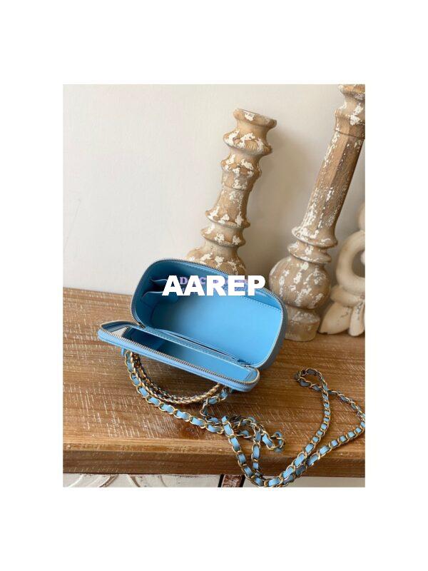Replica Chanel Grained Calfskin Vanity with Chain AP2805 Sky Blue 10