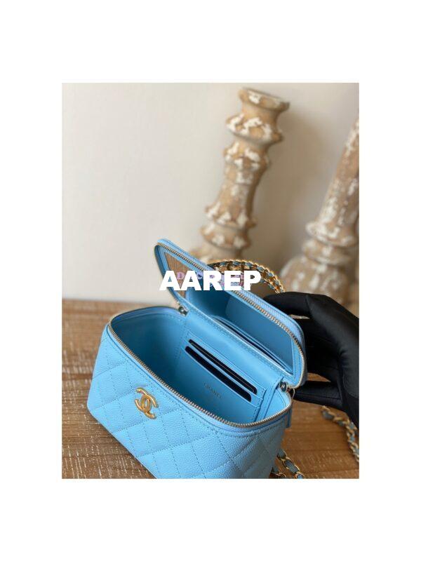 Replica Chanel Grained Calfskin Vanity with Chain AP2805 Sky Blue 11