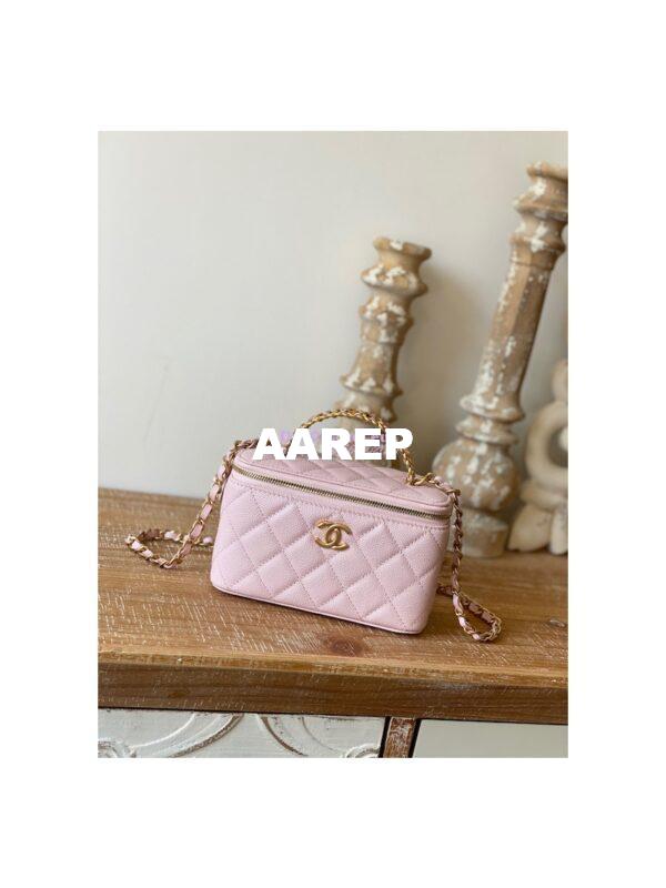Replica Chanel Grained Calfskin Vanity with Chain AP2805 Light Pink 3