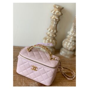 Replica Chanel Grained Calfskin Vanity with Chain AP2805 Light Pink 2