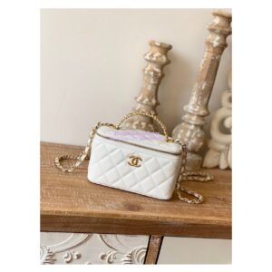 Replica Chanel Grained Calfskin Vanity with Chain AP2805 White