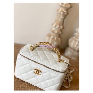 Replica Chanel Grained Calfskin Vanity with Chain AP2805 White 2