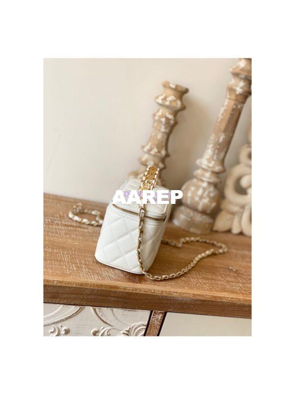 Replica Chanel Grained Calfskin Vanity with Chain AP2805 White 5