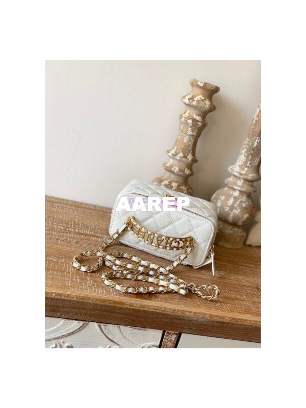 Replica Chanel Grained Calfskin Vanity with Chain AP2805 White 7