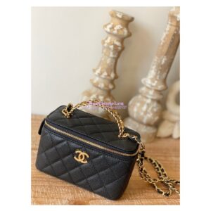 Replica Chanel Grained Calfskin Vanity with Chain AP2805 Black 2