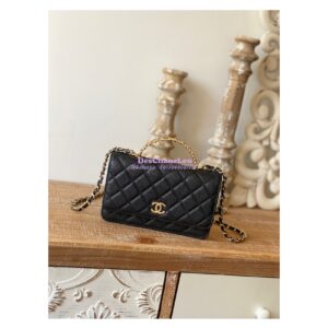 Replica Chanel Wallet On Chain in Grained Calfskin AP2804 Black