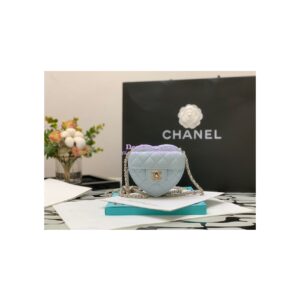 Replica Chanel Heart Clutch With Chain AP2784 Lambskin Light Blue