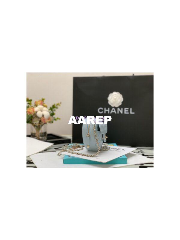 Replica Chanel Heart Clutch With Chain AP2784 Lambskin Light Blue 3