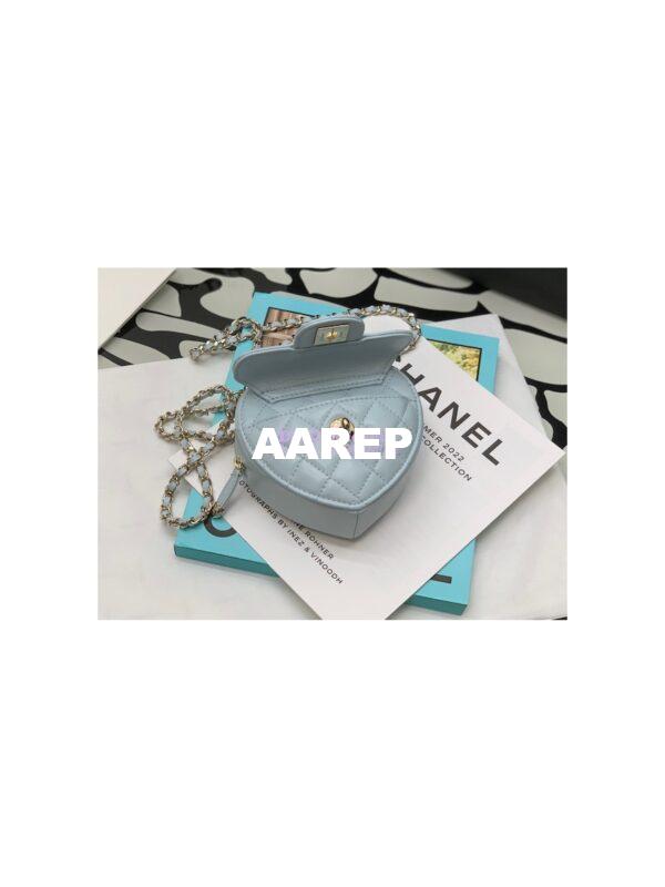 Replica Chanel Heart Clutch With Chain AP2784 Lambskin Light Blue 5