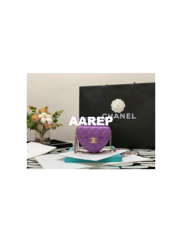 Replica Chanel Heart Clutch With Chain AP2784 Lambskin Purple 3