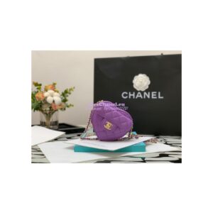 Replica Chanel Heart Clutch With Chain AP2784 Lambskin Purple 2