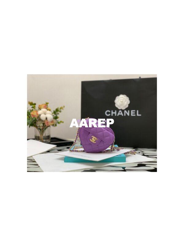 Replica Chanel Heart Clutch With Chain AP2784 Lambskin Purple 4
