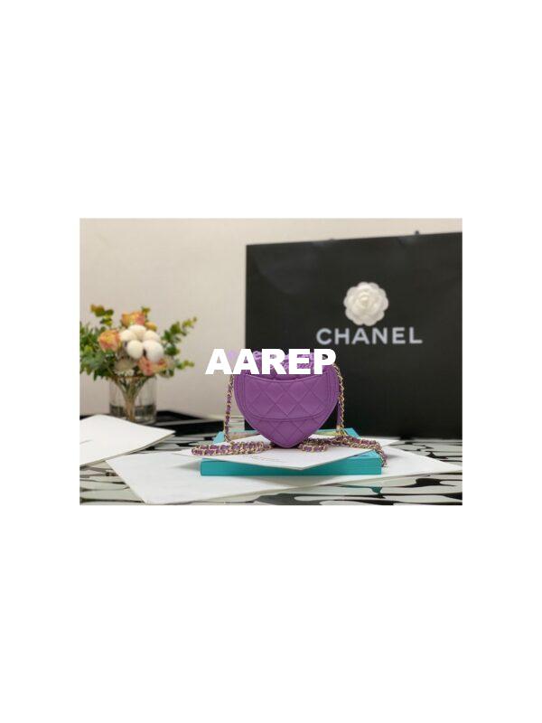 Replica Chanel Heart Clutch With Chain AP2784 Lambskin Purple 9