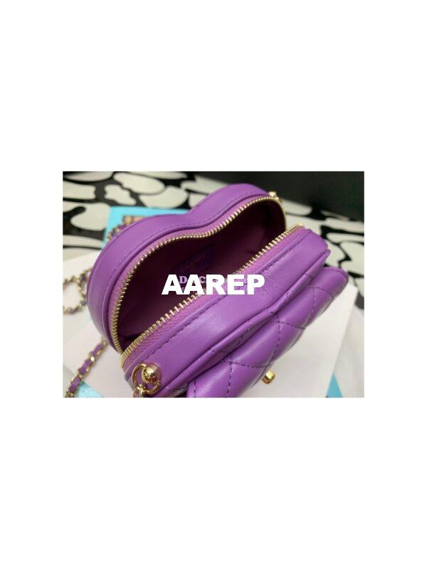 Replica Chanel Heart Clutch With Chain AP2784 Lambskin Purple 10