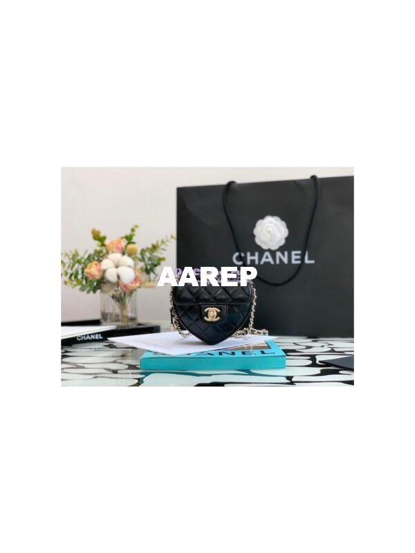 Replica Chanel Heart Clutch With Chain AP2784 Lambskin Black 3
