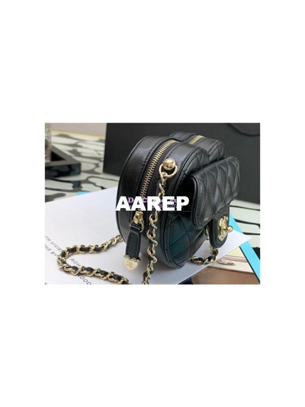 Replica Chanel Heart Clutch With Chain AP2784 Lambskin Black 6