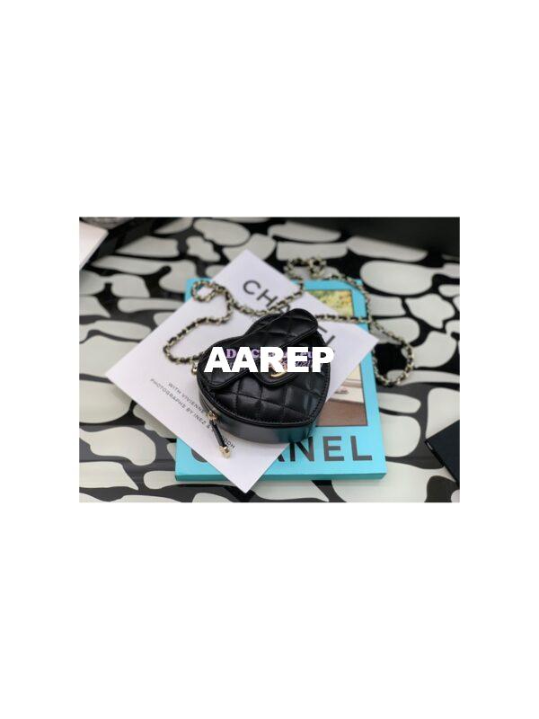 Replica Chanel Heart Clutch With Chain AP2784 Lambskin Black 7