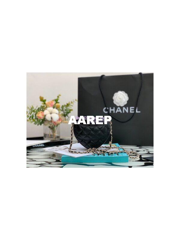 Replica Chanel Heart Clutch With Chain AP2784 Lambskin Black 9
