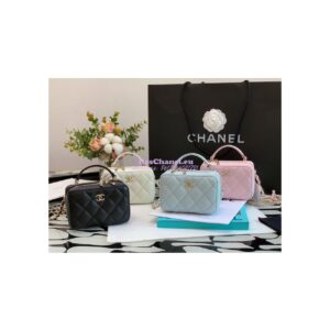 Replica Chanel 22P Grained Calfskin Small Vanity with Chain Camera Bag AP2634 Light Pink