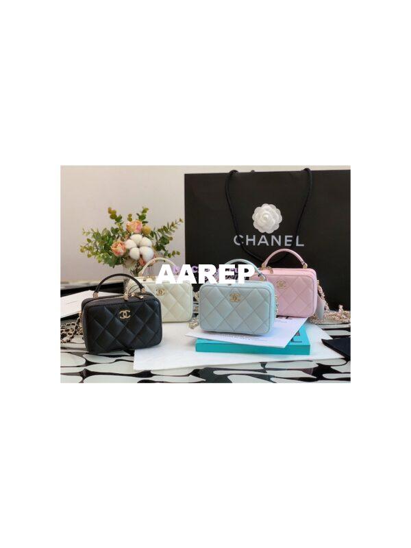 Replica Chanel 22P Grained Calfskin Small Vanity with Chain Camera Bag AP2634 Light Pink 3