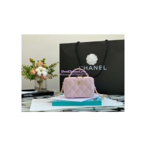 Replica Chanel 22P Grained Calfskin Small Vanity with Chain Camera Bag AP2634 Light Pink 2