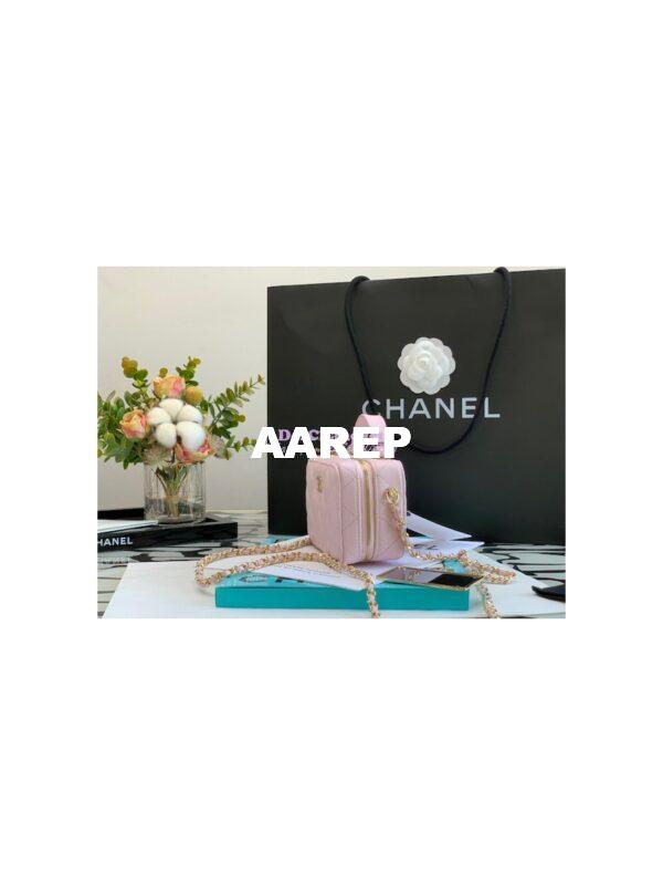 Replica Chanel 22P Grained Calfskin Small Vanity with Chain Camera Bag AP2634 Light Pink 7