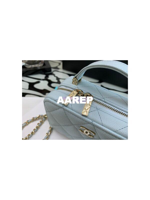 Replica Chanel 22P Grained Calfskin Small Vanity with Chain Camera Bag AP2634 Light Blue 5